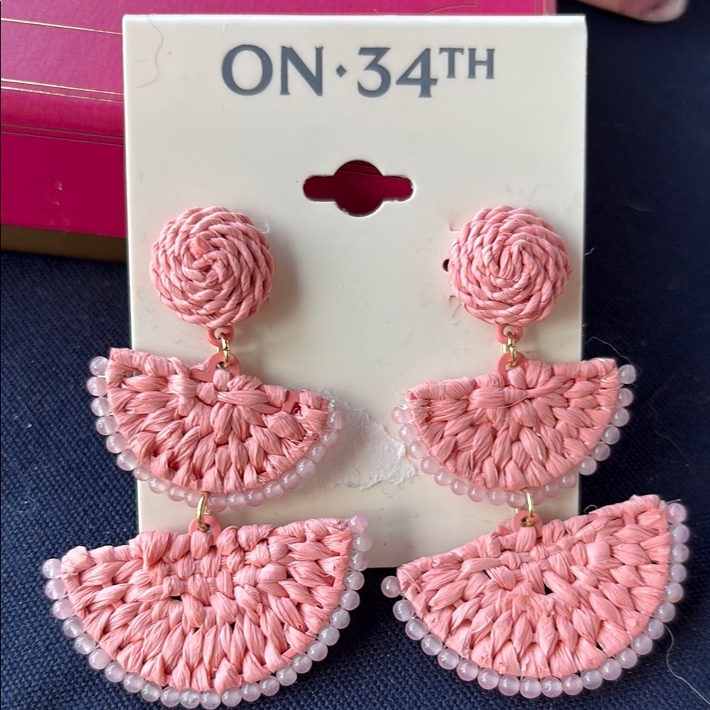 Pink Woven Statement Earrings NWT